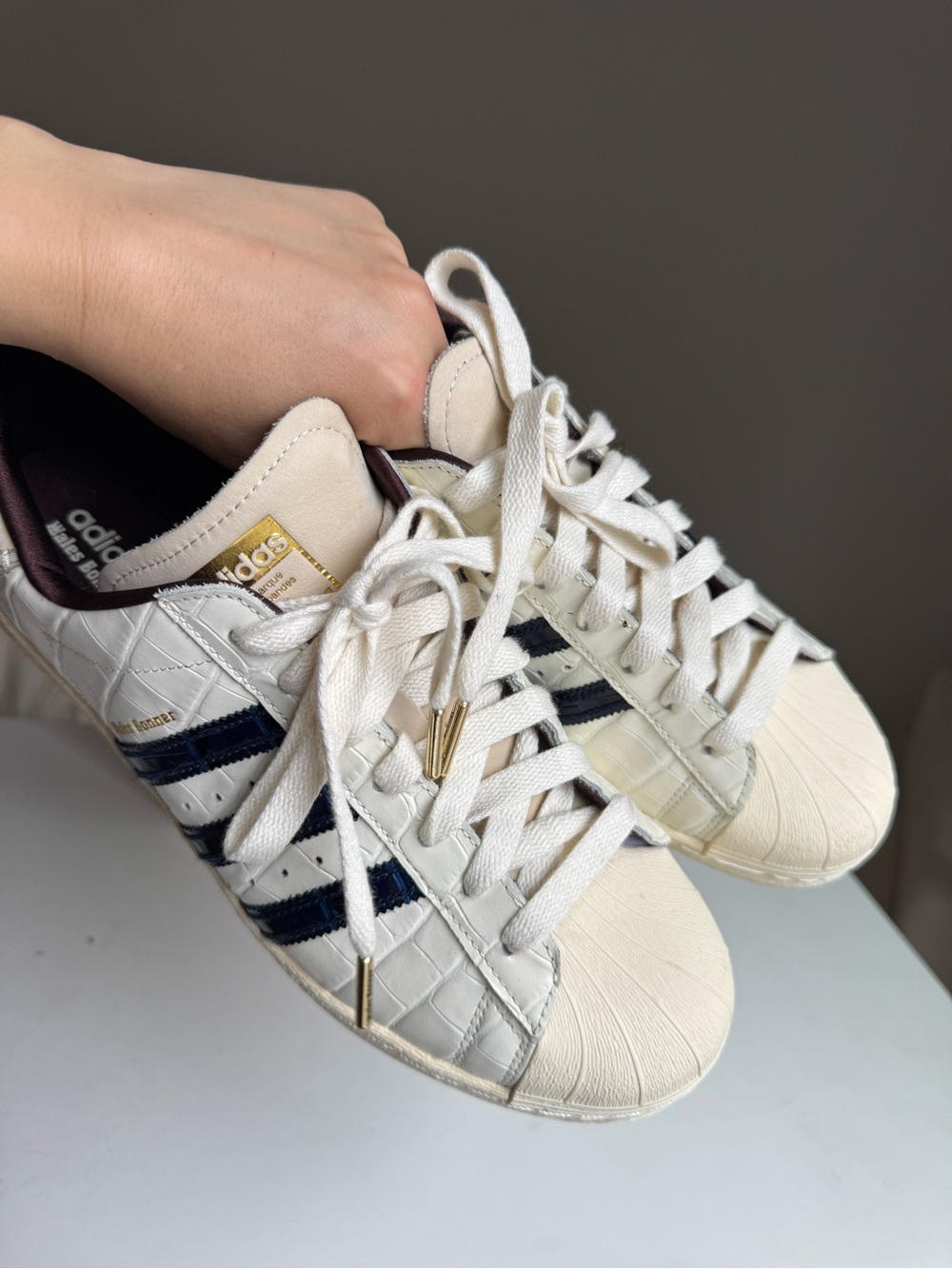 adidas Superstar Wales Bonner Croc White Navy Sneakers Size 13 - Picture 4 of 16